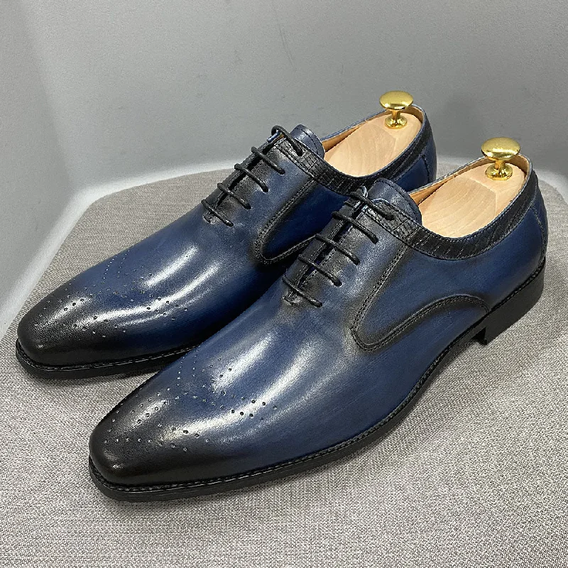 Men's Oxfords with a high - quality leather upperAshour's Venom Oxfords - Men's Leather Dress Shoes (Blue or Black)