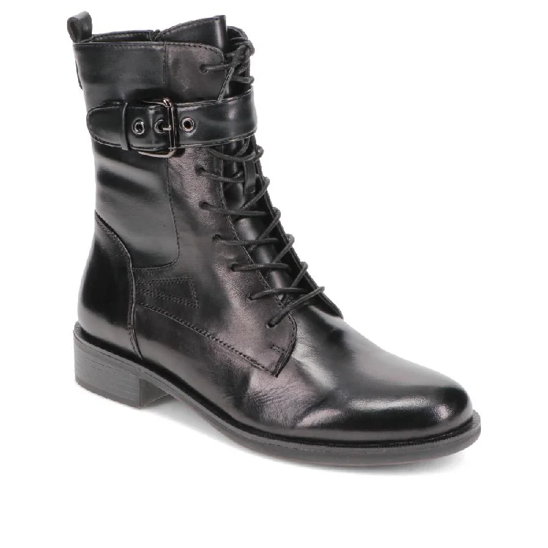 Men's casual shoes with a stretchy side panelBuckle-Detailed Lace-Up Ankle Boots - SINO40504 / 326 461