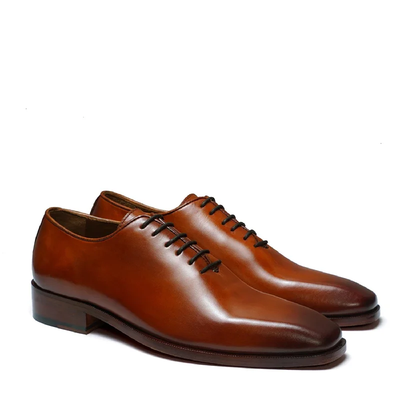 Men's Oxfords with a high - quality leather upperBurnished Tan Oxford Shoes