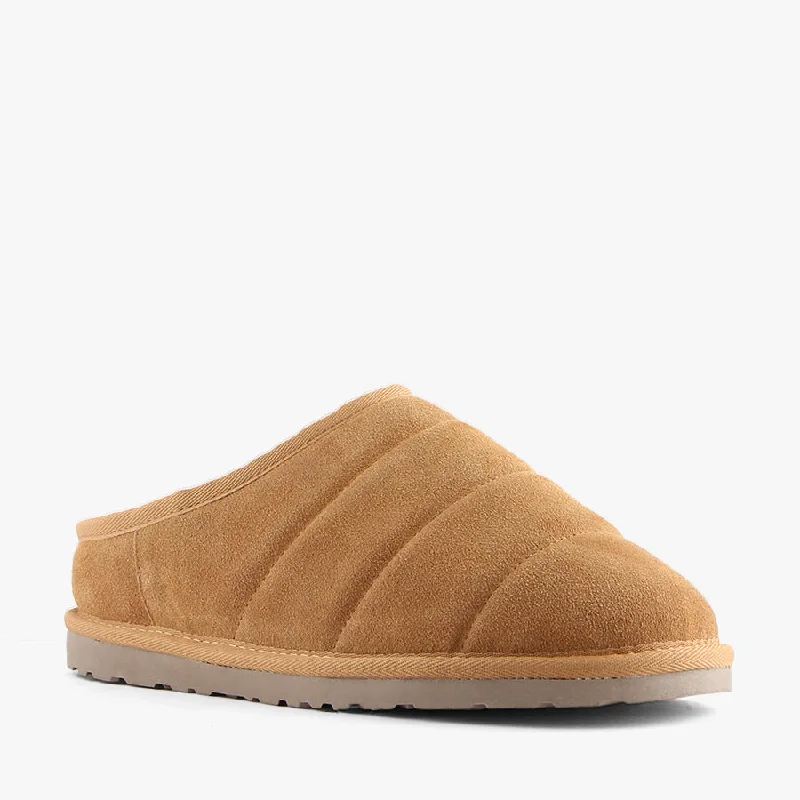 Men's slippers with a stretchy side panel for a better fitCILIO CHESTNUT SCUFF