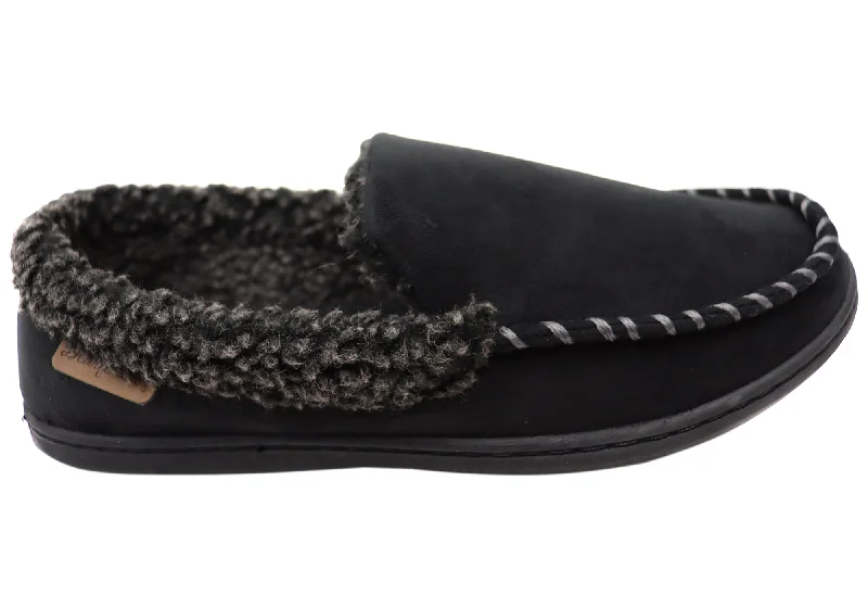 Men's slippers with a memory foam insoleDearfoam Mens Eli Microsuede Moccasin With Whipstitch Slippers