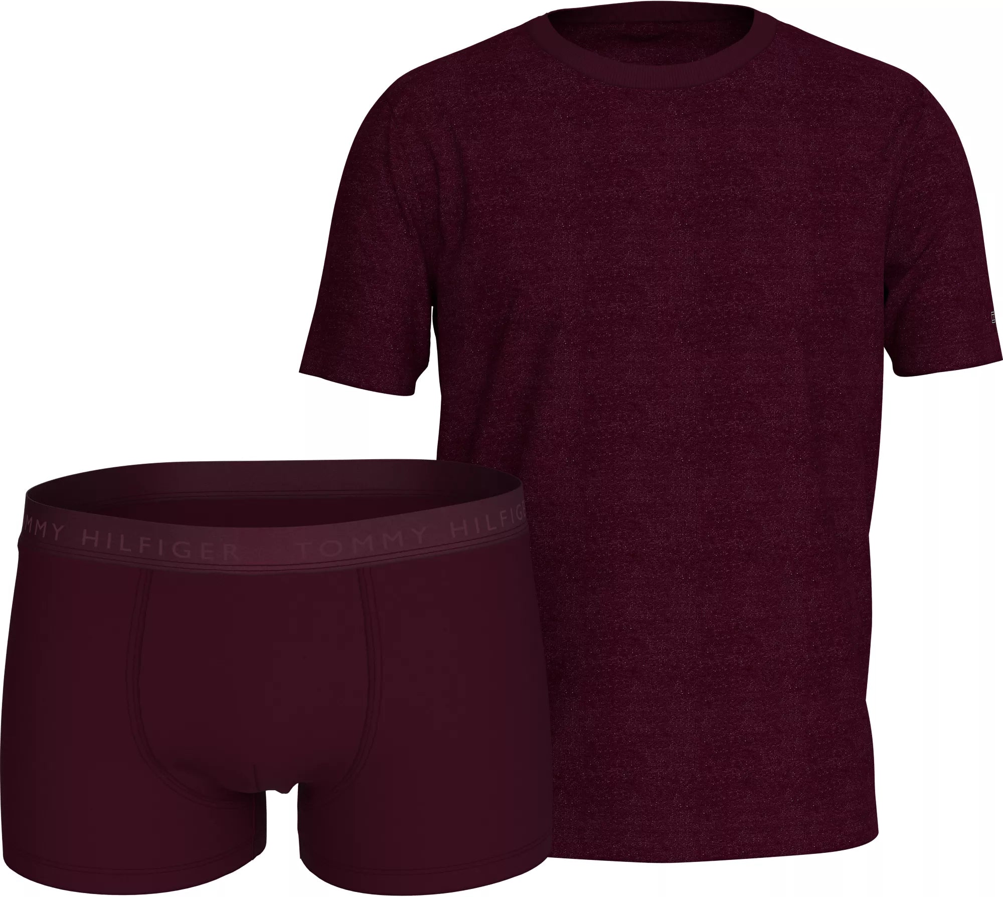 Men's slippers with a decorative pom - pom or tasselEVERYDAY LUXE Mens Trunk & Tee Deep Burgundy