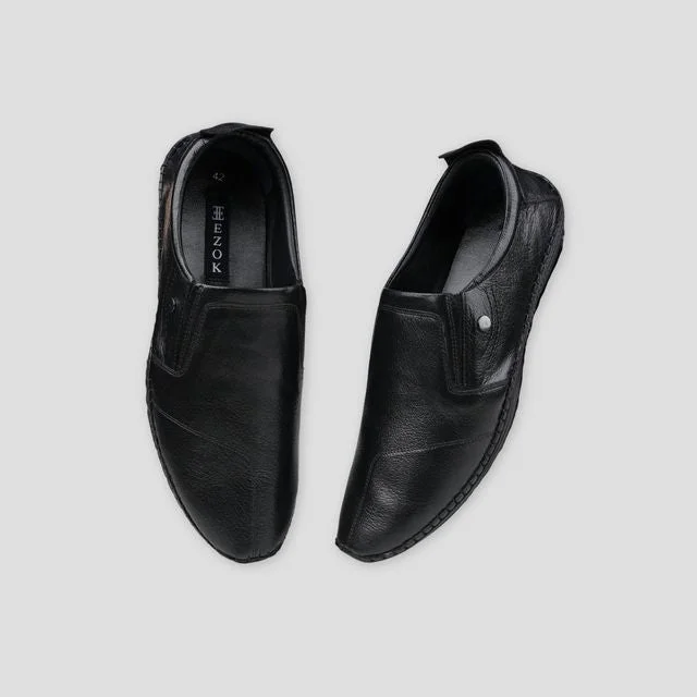 Men's Oxford shoes with a leather lining for breathabilityEzok Black Casual Leather Shoes For Men