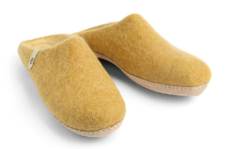 Men's slippers with a soft, flexible soleEgos Felted Wool Mule Slippers, Yellow/Mustard