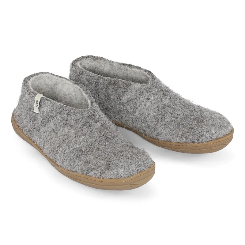 Men's slippers with a logo patch on the sideEgos Felted Wool Slipper Boots with Rubber Sole, Grey