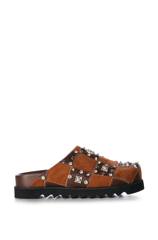 men's suede mulesFISCHER-TAN STUDDED CLOG