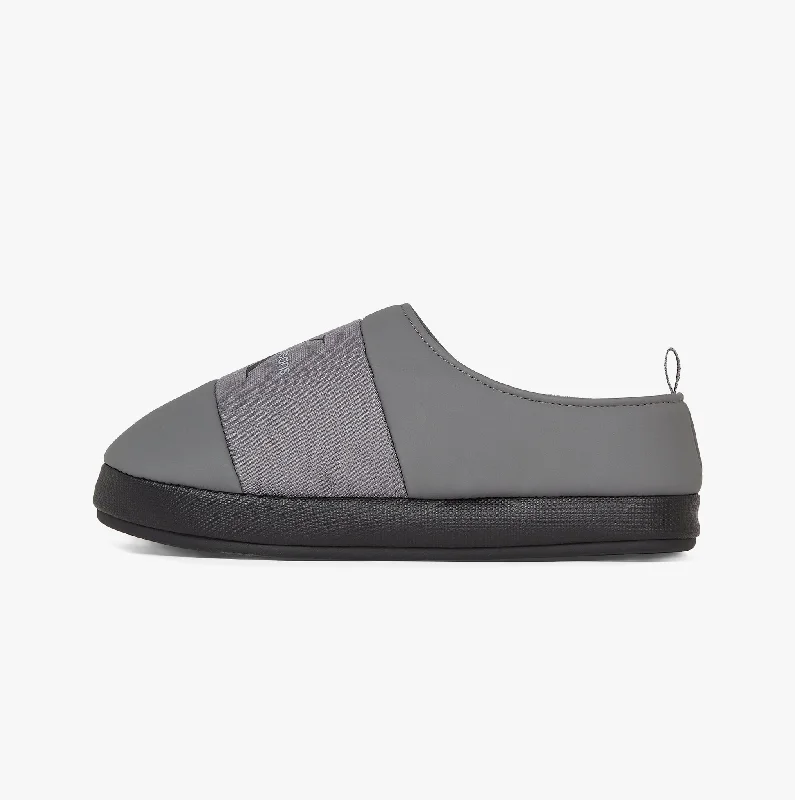 Men's slippers with a stretchy side panel for a better fitHOME Mens Slippers Charcoal Grey