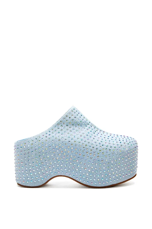 men's mules with buckleJAMAL-DENIM CRYSTAL PLATFORM CLOG