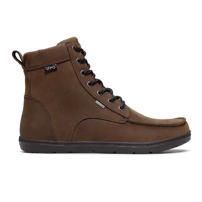 Men's Oxford shoes with a shock - absorbing insole and a leather liningLems Unisex Boulder Boot Brown Oiled Waterproof