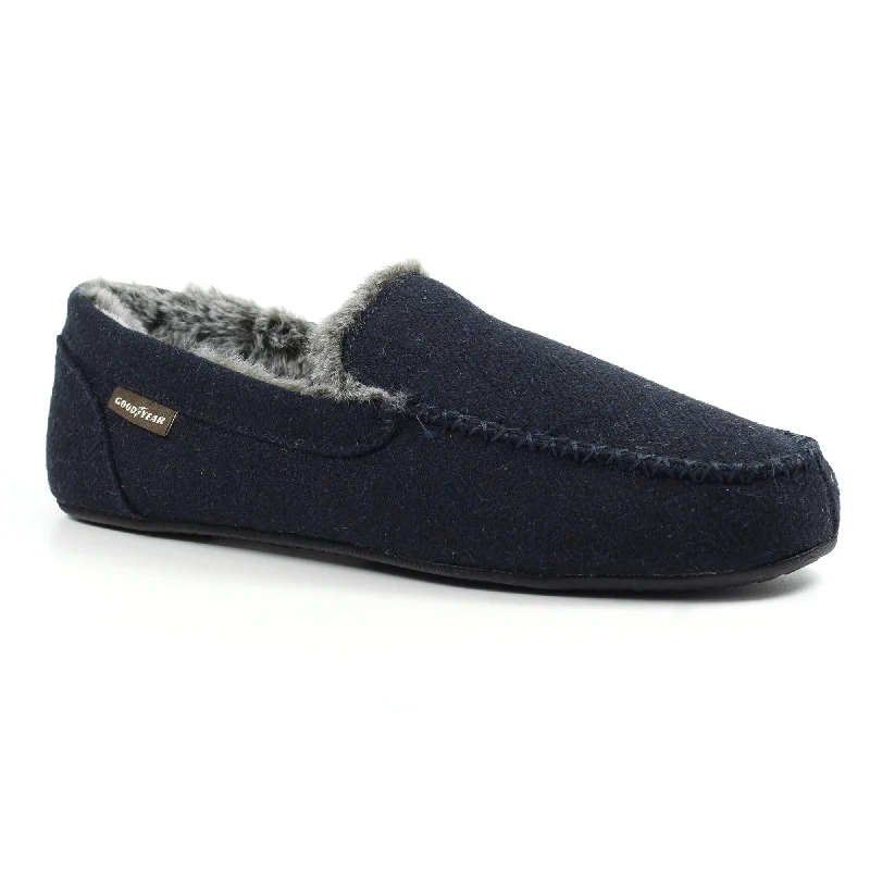 Men's slippers with a padded collar for comfortLunar KMA005 BL Hendrix Navy