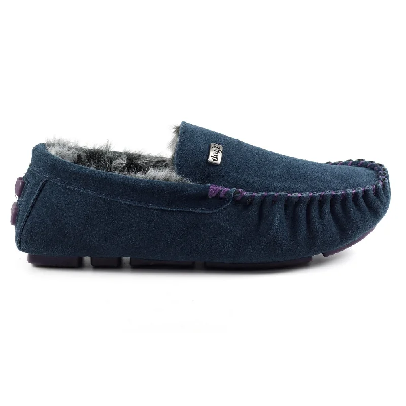 Men's plush slippers with a faux fur liningLunar KMD014 Percy II Navy Suede