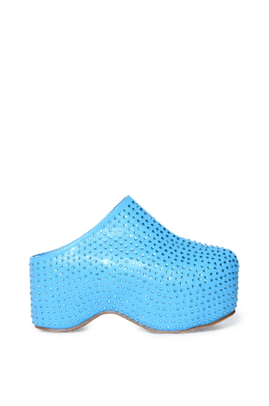 men's mules for gym recoveryMACEY-BLUE PLATFORM CLOG