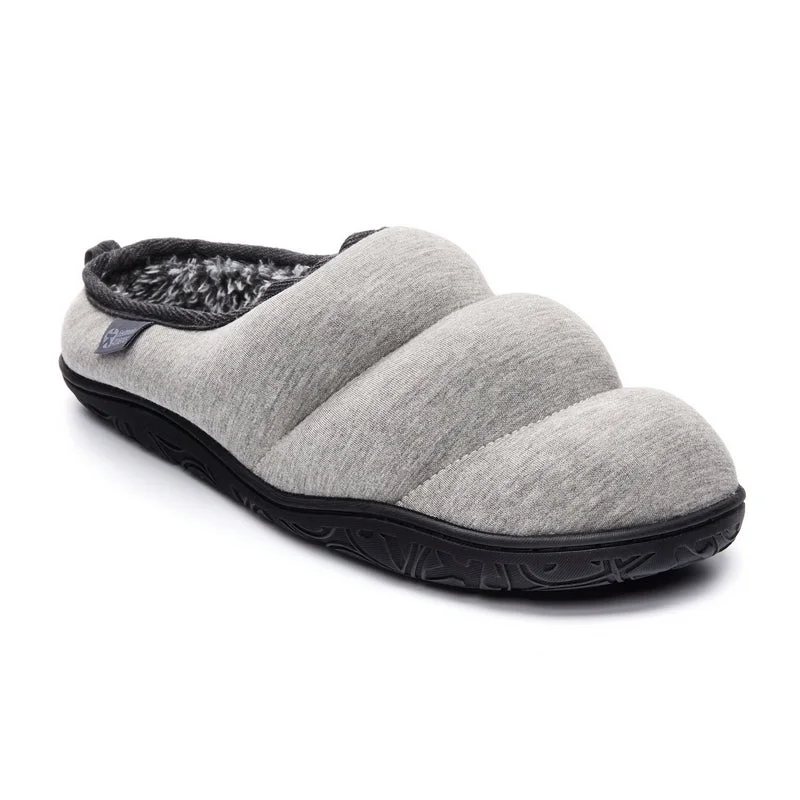 Men's slippers with a Velcro closure for easy on and offMatt - Jersey Puffa Mule Slipper - Grey Marl