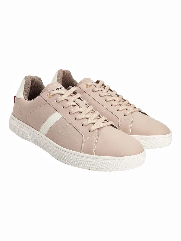 Men's casual shoes with a stretchy side panelMen's Beige Colorblock Sneakers