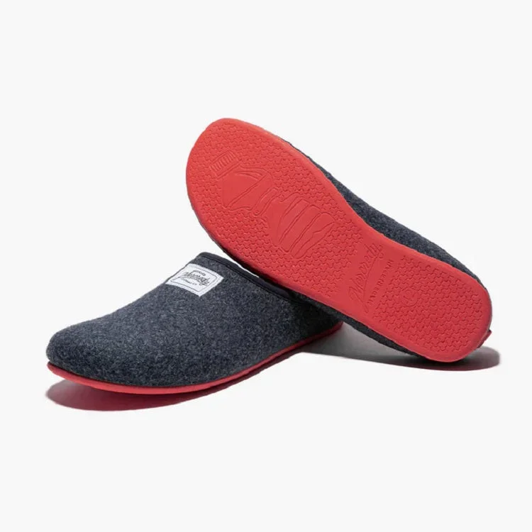 Men's slippers with a leather sole for a classic lookMercredy Men's Slippers, Navy & Red