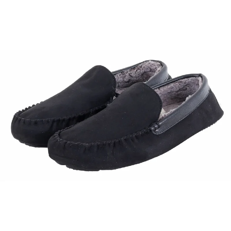 Men's slippers with a padded footbed for all - day comfortMens Moccasin Slippers Luxury Microsuede Fur Lining Non-Slip