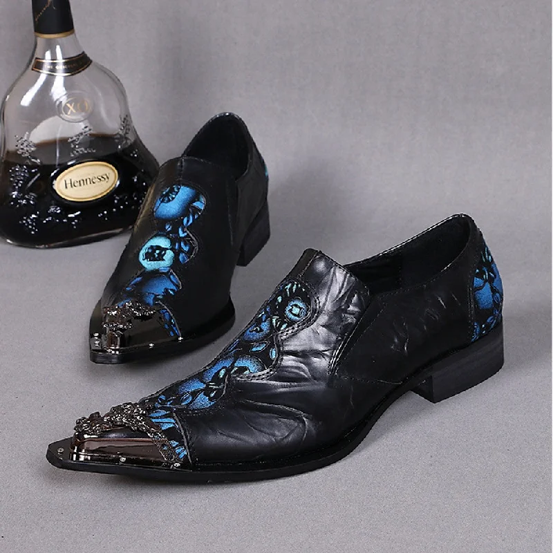 Men's Oxford shoes with a smooth leather upper and a leather soleMen's Novelty Shoes - Chinoiseries Black Oxfords