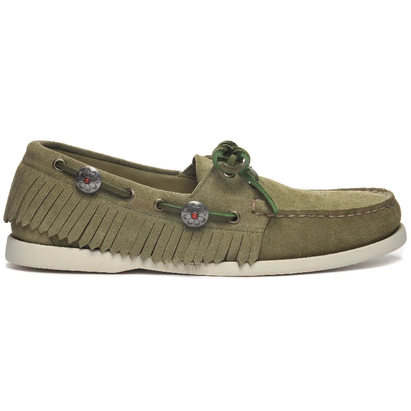 Waterproof men's boat shoes for boating activitiesPortland Fringes - Forest Green