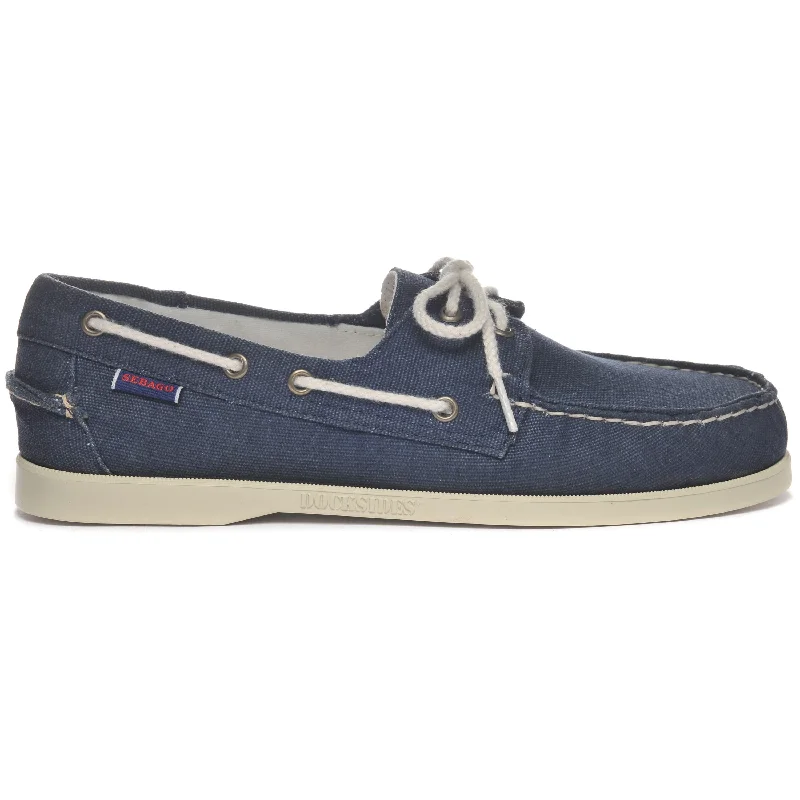 Breathable men's boat shoes for all - day wearPortland Washed Canvas - Blue Navy