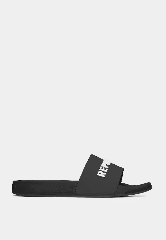 Men's slippers with a logo patch on the sideRepresent Pool Slide Black