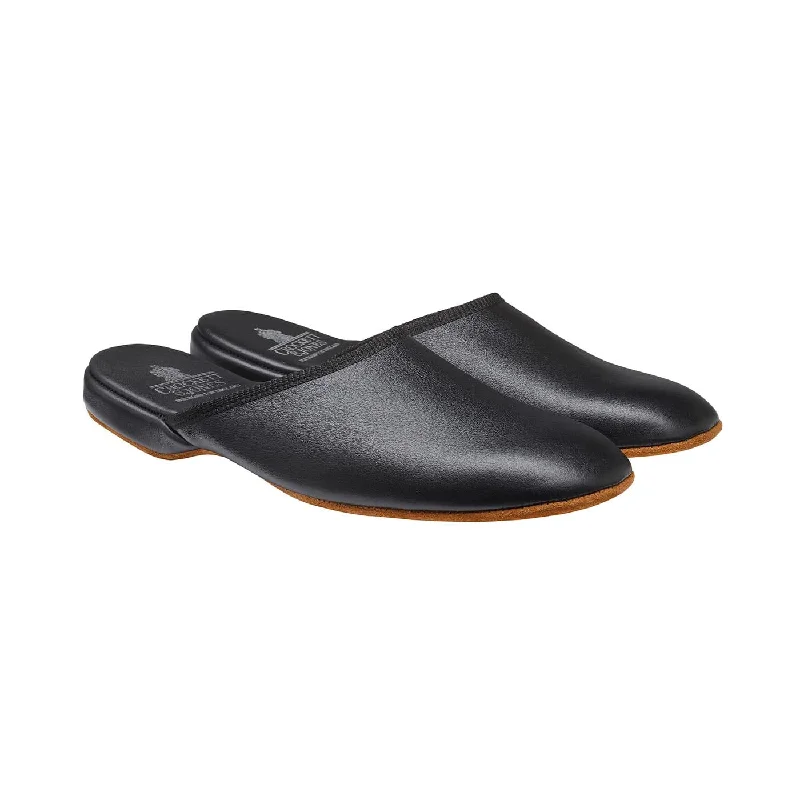 Men's slippers with a logo patch on the sideRitz 2 Black Calf