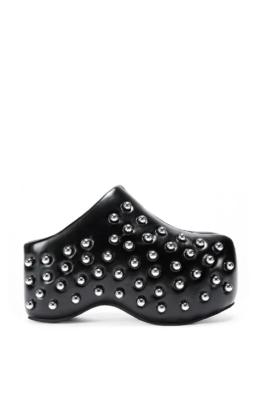 men's mules for springROMESCO-BLACK STUDDED PLATFORM CLOG