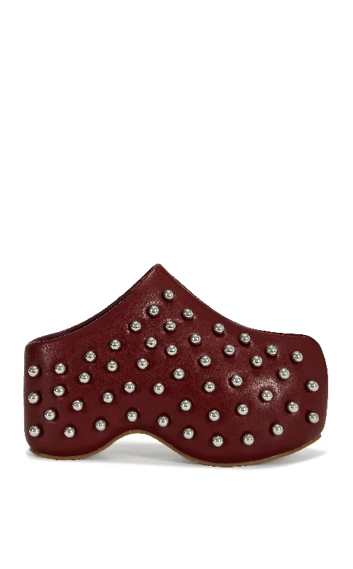 men's house mulesROMESCO-BURGUNDY STUDDED FLATFORM CLOG