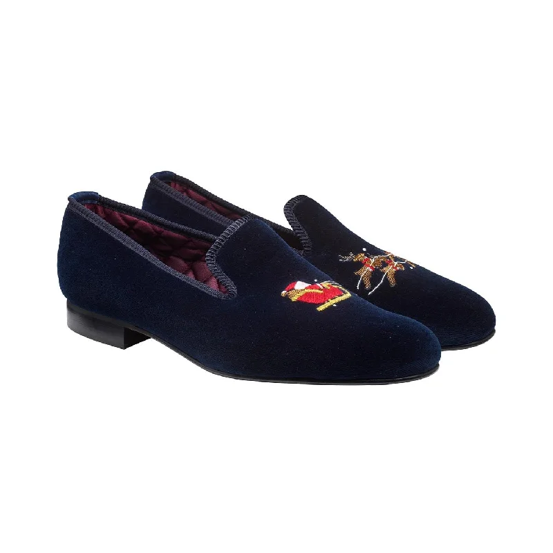 Men's slippers with a logo patch on the sideSanta Navy Velvet