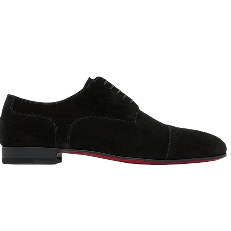 Men's Oxford shoes with a leather lining for breathabilityThe Rossi 3 - Red Bottom Classic Suede Leather Black Oxfords Shoes