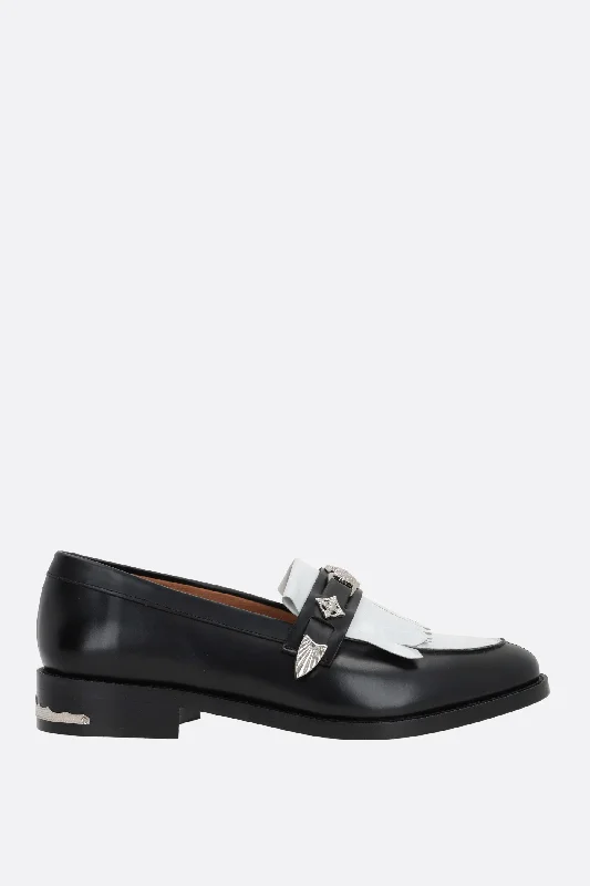 Men's slippers with a shock - absorbing midsolebuckle-detailed brushed leather loafers