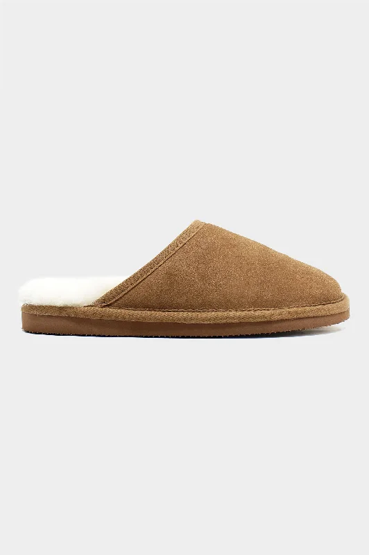 Men's slippers with a removable insole for cleaningUnisex Sheepskin Scuffs | Camel