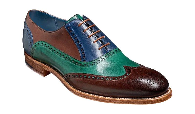 Men's Oxfords with a perforated leather strap for ventilationValiant Multi - Ebony / Green / Blue Hand Painted