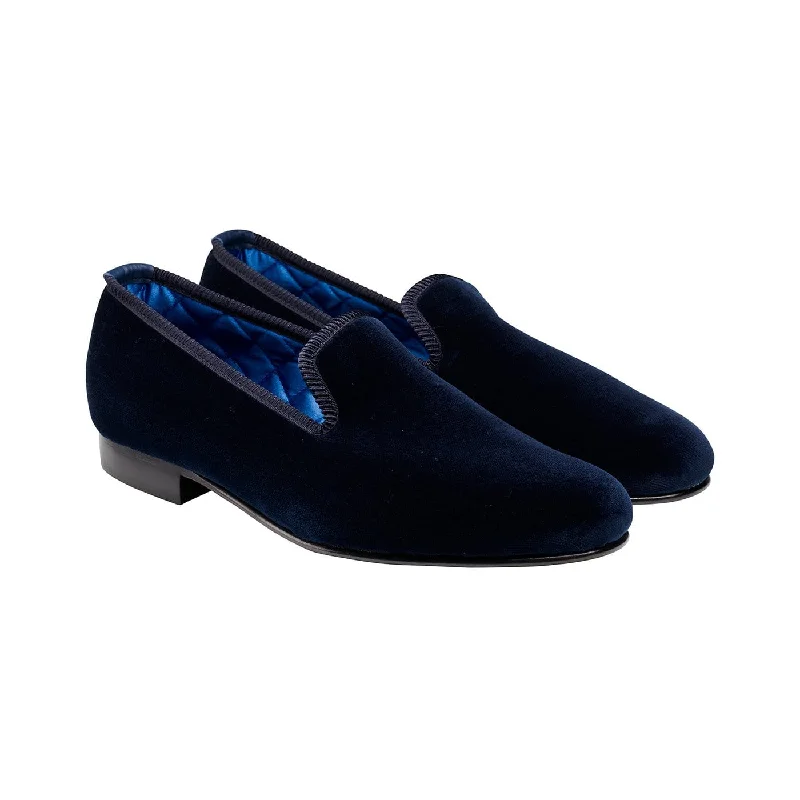 Men's slippers with a soft, flexible solePlain Albert Navy Velvet (Mens)