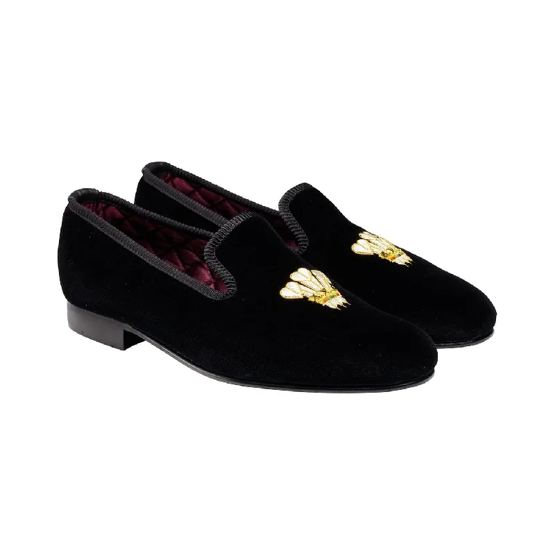 Men's slippers with a leather sole for a classic lookP.O.W Black Velvet