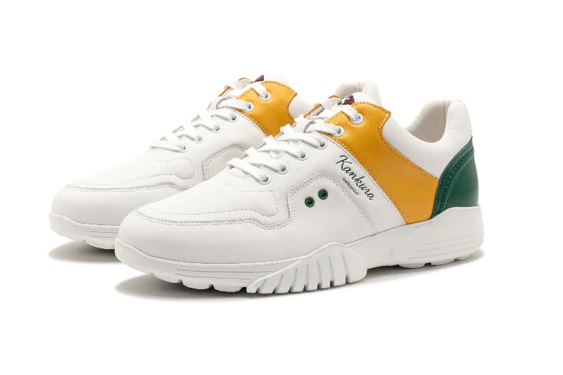 Golf shoes with a metallic accentChallenge 01   White|Yellow|Green  MEN'S GOLF SHOES   CH001 14