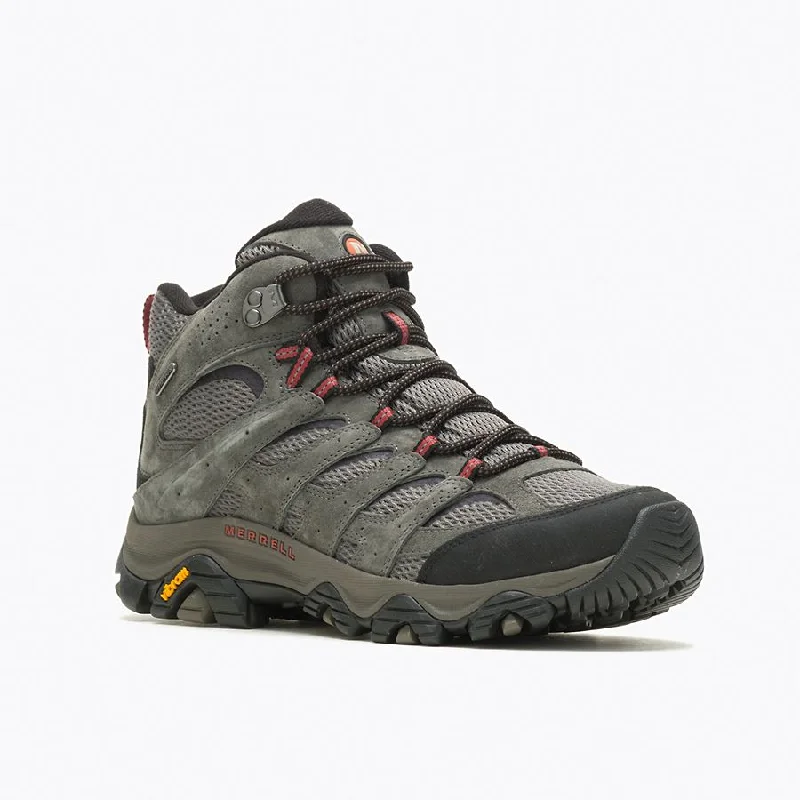 Men's hiking boots with a lug sole for grip on uneven terrainMERRELL MOAB 3 MID WATERPROOF MEDIUM AND WIDES