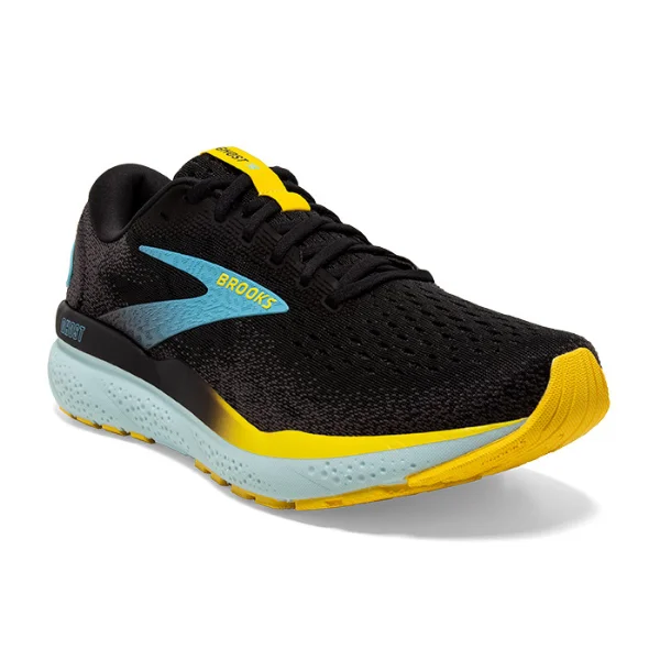 Men's vegan leather sneakers for an eco - friendly optionBrooks Men's Ghost 16 Black/Blue/Yellow