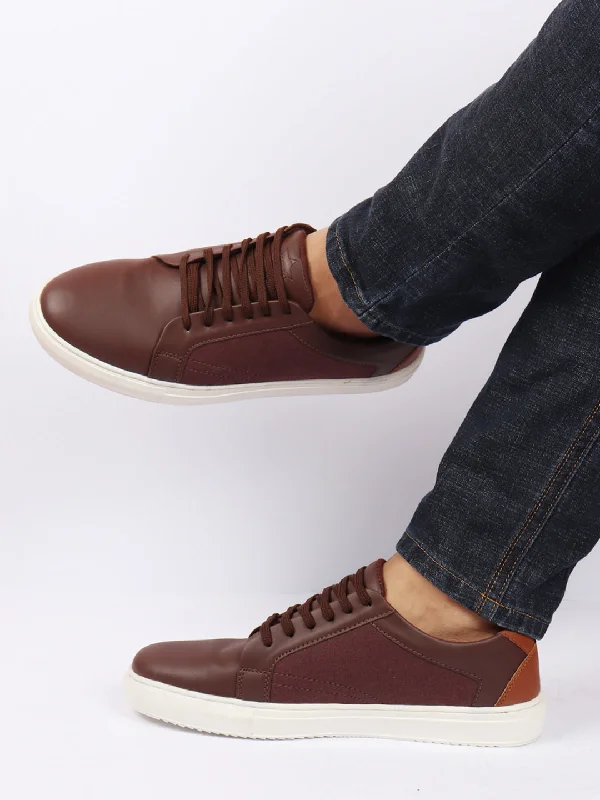 Men's high - end luxury sneakers with hand - stitched detailsMen Brown Outdoor Classic Lace Up Sneakers Shoes