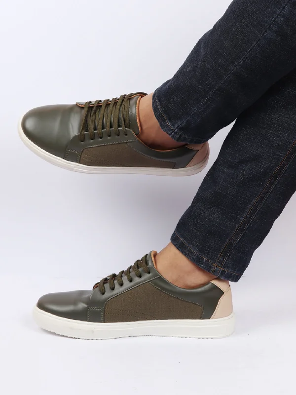 Men's sneaker collections based on popular cultureMen Olive Green Outdoor Classic Lace Up Sneakers Shoes