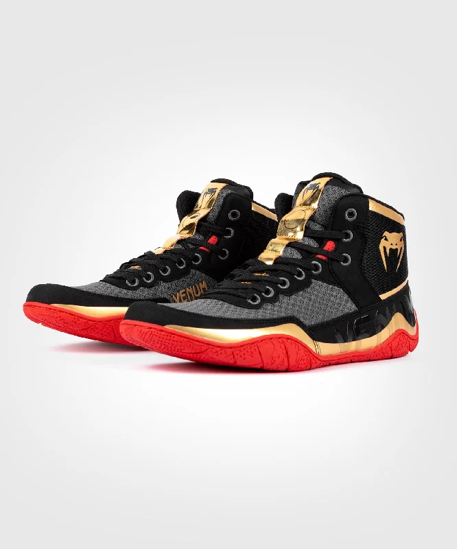 Venum Elite Wrestling Shoes - Black/Gold/Red