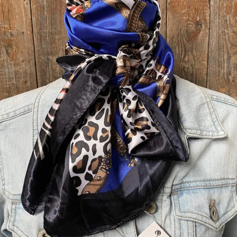 Rodeo Drive Blue Animal Print Wild Rag