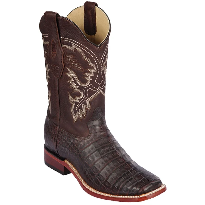 Men's Los Altos Caiman Belly Skin Wide Square Toe Boots 822G82