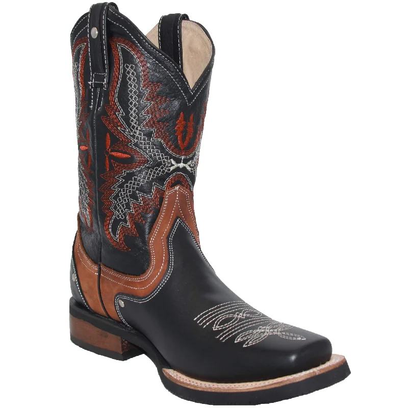 Mens Genuine Leather Square Toe Rodeo Boots