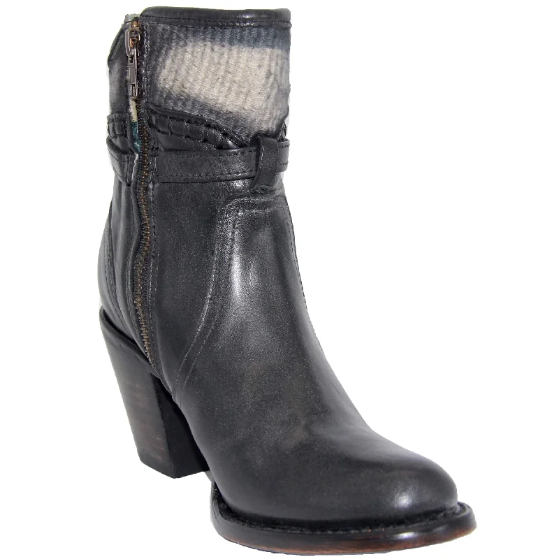 Womens Leather Western Cowboy Ankle Boot