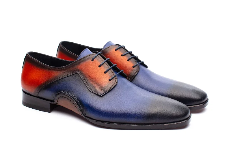 Men's formal shoes with a buckle closureThe Opanka Patina Shoes - Blue & Orange