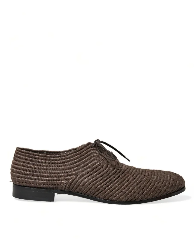 Men's formal shoes with a polished shineDolce & Gabbana Elegant Raffia Upper Derby Shoes - Lace Up in Men's