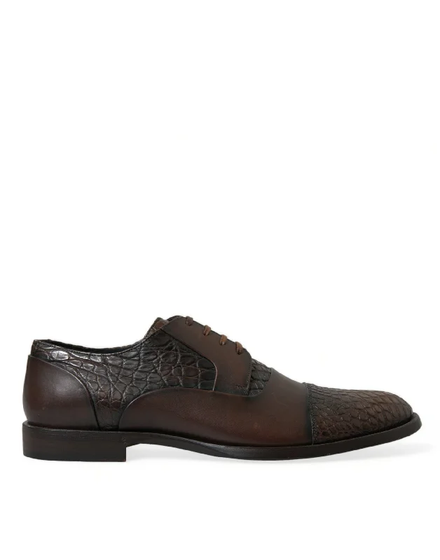 Men's formal shoes with a wingtip designDolce & Gabbana Elegant Textu Leather Oxford Dress Men's Shoes