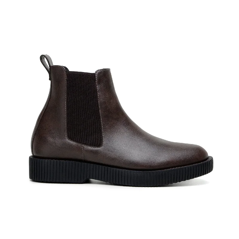 Men's formal shoes with a padded insole for comfort'Rafael' men's creeper sole chelsea boot in vegan leather by Zette Shoes - espresso